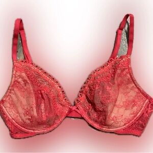 Victoria's Secret Very Sexy Unlined Plunge Bra Scarlett  Red. Size 34C